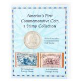 Coin 1893 Columbian Half Dollar W/ Postage Stamps