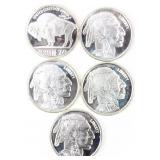 Coin 5 Buffalo .999 Fine Silver Rounds 5 Troy Oz.