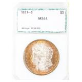 Coin 1881-S Morgan Silver Dollar PCI MS64