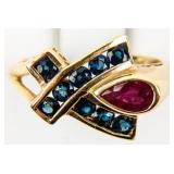 Jewelry 10kt Yellow Gold Ruby & Sapphire Ring