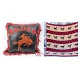 Contemporary Southwestern Blanket & Leather Pillow