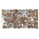 Large Group of 125 Mixed Foreign Coins w/Churchill