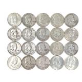 20 Silver Franklin Half Dollars