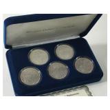 5 Morgan Silver Dollars w/Case