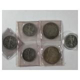 4 Walking Liberty Half & 2 Morgan Dollars