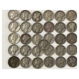 33 Silver Mercury Dimes