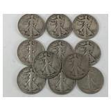 11 Standing Liberty Silver Half Dollars