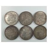 6 - 1921 Morgan Silver Dollars