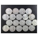 17 Franklin Silver Half Dollars
