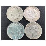 4 Peace Silver Dollars