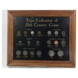 20th C. Coin Type Set in Original Frame