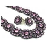 Pink Bling Necklace & Earring Set