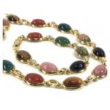 Semi-Precious Stone Scarab Necklace & Bracelet Set
