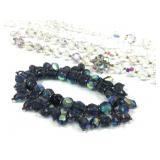 Vtg Faceted Iridescent Glass Necklaces & Bracelet
