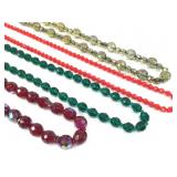 4 Vtg Faceted Glass Bead Necklaces