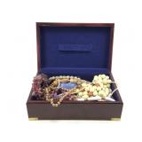 Wooden Jewelry Box w/ Necklaces, Bracelets & More