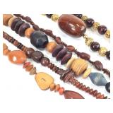 5 Chunky Wood & Polished Stone Necklaces