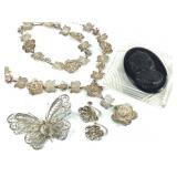 Vtg Set Of Earrings, Necklace, Bracelet, Brooch +