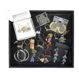 Big Group Of Costume Rings, Pins, Earrings & More