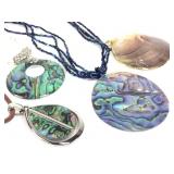 4 Abalone & Shell Pendants