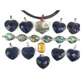 Costume Necklace w/ Sterling, Bracelet & Pendants