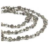 Vintage Rose Silver & Glass Long Bead Necklace