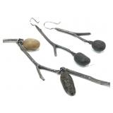 Funky Artisan Sticks & Stones Necklace & Earrings