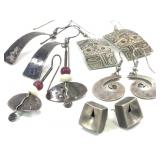 5 Sets Of VTG Artisan Sterling Silver Earrings
