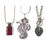 3 Vtg Mexican Sterling Necklaces - Mid-Century