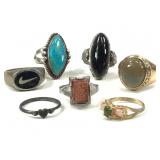 Group Of Sterling Silver Vintage Rings