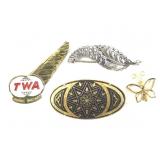 Group Of Gold & Silver Colored Pins & More