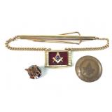 Mens Pin & Tie Clip - Includes Antique Coin