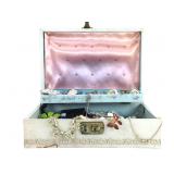 Jewelry Box w/ Brooches, Rings, Watches +