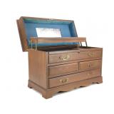 Wooden Jewelry Box w/ Some Jewelry