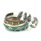 6 Bangles & Cuffs Floral, Shell +