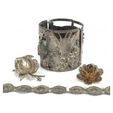 Vintage Mexican Silver Filigree Bracelets & Pins