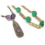 2 Large Necklaces w/ Sphere Accent Stones