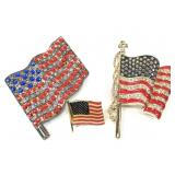 3 Patriotic American Flag Pins