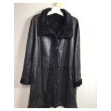 Leather Curly Wool Overcoat