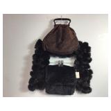 Rabbit Fur Scarf, Victorias Secret Matching Bags +