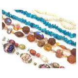 6 Beaded Necklaces - Painted, Stones +