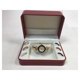 Vtg Peugot Designer Watch in Case w/ Face Rings