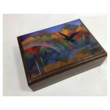 Walnut Jewelry Box w/ Enamel on Metal Top