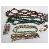 5 Beaded Necklaces, Keychain & Large Pins