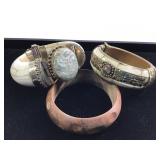 2 Bone Bangles & Wood Bangle