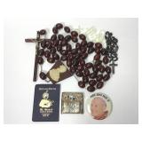 Religious Group of Rosaries, Pin, & More