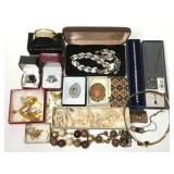 Group Of Necklaces, Bracelets, Brooches & More