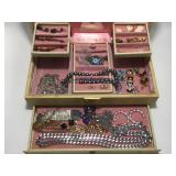 Vintage Jewelry Box w/ Costume Jewelry