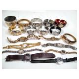 18 Wristwatches - Leather, Bangle, Cuff & More