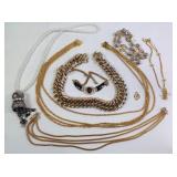 7 Costume Jewelry Necklaces - Gold Tones & Pearl